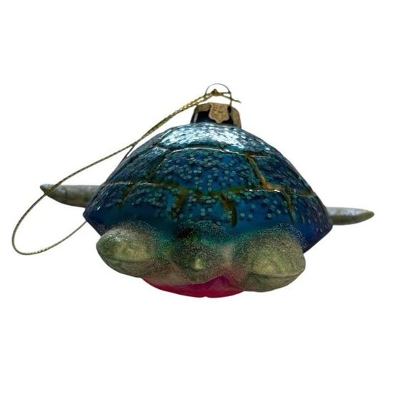 Glass Sea Turtle Ornament Blue Green Pink Sea Turtle Ornament Sea Life Ocean - Picture 4 of 8